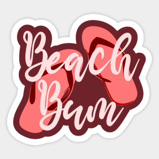 Beach Bum Coral Flip Flops Graphic Design Sticker